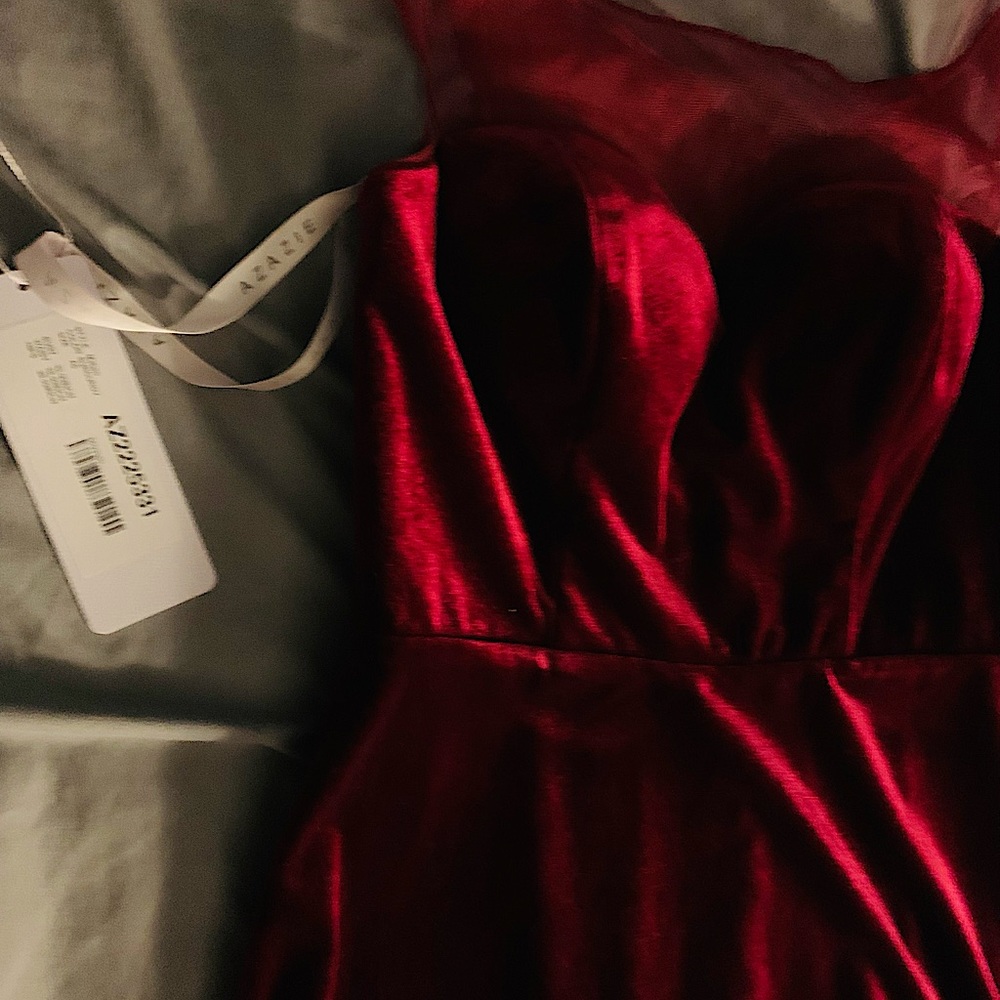 Burgundy Velour Bridesmade Dress